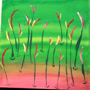 'Wild Flowers in the Field' by Me 2014. This now hangs in my father's house